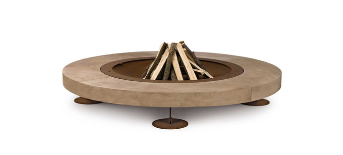 AK47 Design Rondo Santafiora Trachyte Stone 2060 mm Wood-Burning Fire Pit-The Outdoor Fireplace Store