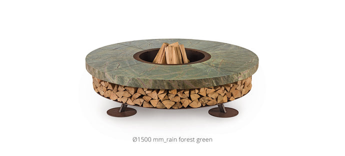 AK47 Design Ercole Marble Rain Forest Green 1500 mm Wood-Burning Fire Pit-The Outdoor Fireplace Store