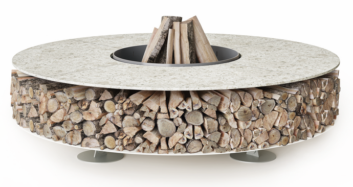 AK47 Design Zero Keramik Bianco Greco 2000 mm Wood-Burning Fire Pit - The Outdoor Fireplace Store