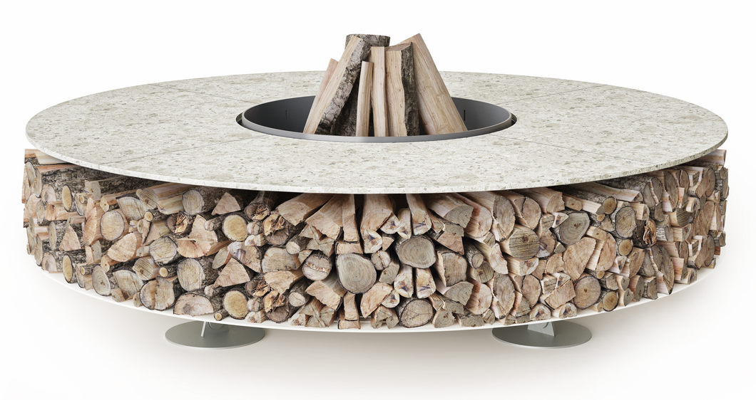 AK47 Design Zero Keramik Bianco Greco 2000 mm Wood-Burning Fire Pit - The Outdoor Fireplace Store