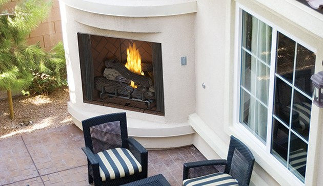 Superior 43 Wood-Burning Fireplace, Grey Herringbone Refractory Panels