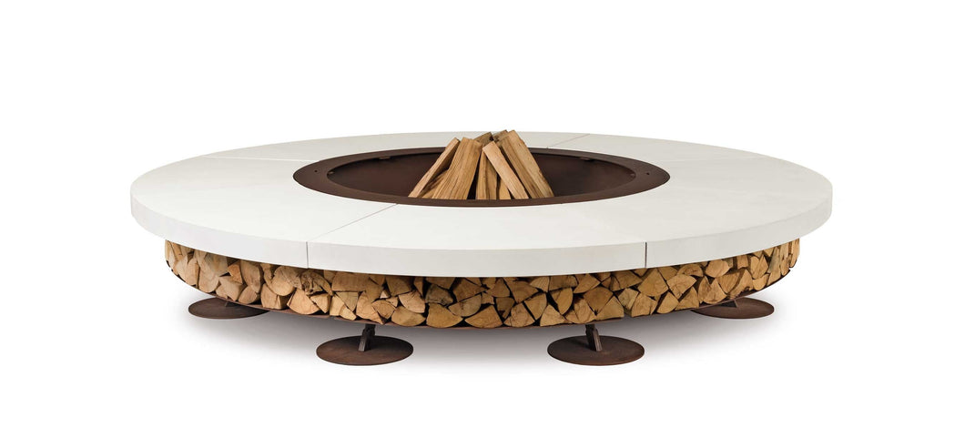 AK47 Design Ercole Concrete White 2000 mm Wood-Burning Fire Pit-The Outdoor Fireplace Store