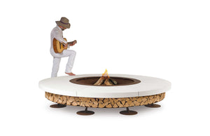 AK47 Design Ercole Concrete White 2000 mm Wood-Burning Fire Pit-The Outdoor Fireplace Store