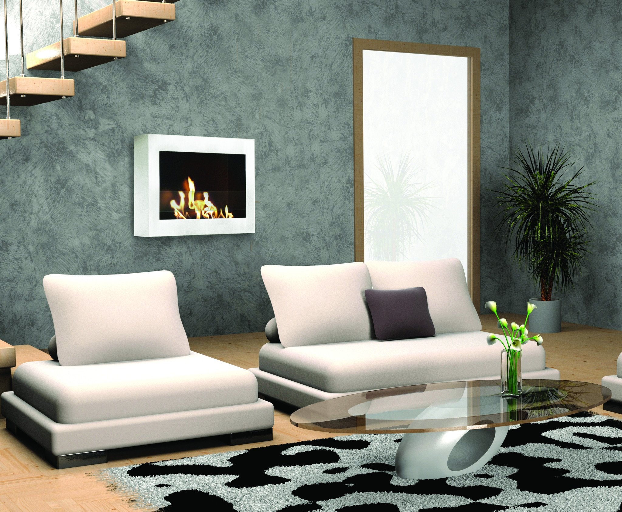 Anywhere Fireplace SoHo Indoor Wall Mount - White High Gloss - The Outdoor Fireplace Store