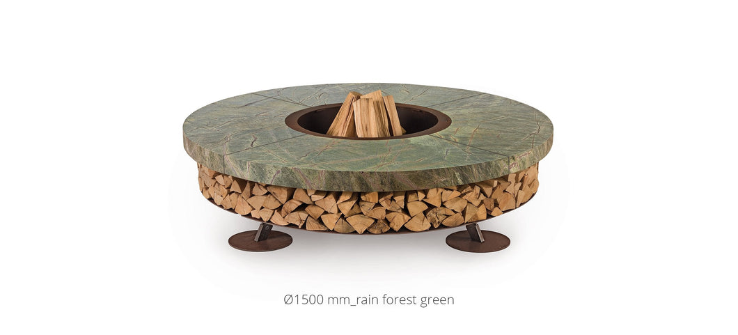 AK47 Design Ercole Rain Marble Forest Green 2000 mm Wood-Burning Fire Pit-The Outdoor Fireplace Store
