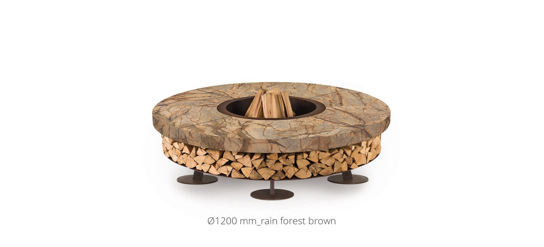 AK47 Design Ercole Marble Rain Forest Brown 1200 mm Wood-Burning Fire Pit-The Outdoor Fireplace Store