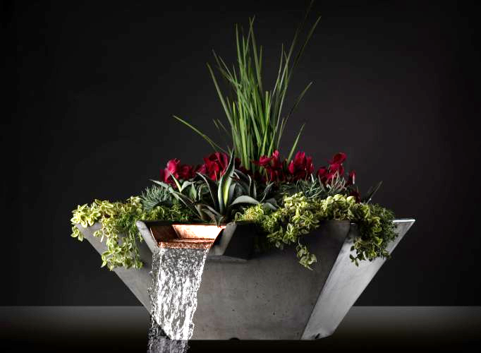 Slick Rock Cascade Square Water and Planter Bowl - The Outdoor Fireplace Store