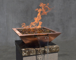 Top Fires 24" Square Copper Fire & Water Bowl Electronic OPT-24SCFWE - The Outdoor Fireplace Store