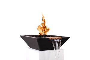 Top Fires 30" Concrete GFRC Fire & Water Bowl Square OPT-30SFWM - The Outdoor Fireplace Store
