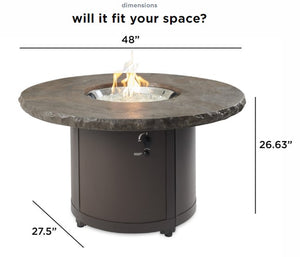 Outdoor GreatRoom Beacon Gas Fire Pit Table Marbleized Noche Chat Height BC-20-MNB - The Outdoor Fireplace Store