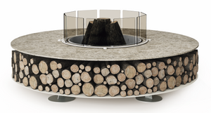 AK47 Design Zero Keramik Botticino Dorato 2000 mm Wood-Burning Fire Pit - The Outdoor Fireplace Store