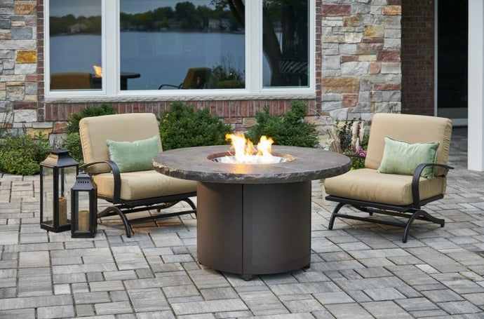 Outdoor GreatRoom Beacon Gas Fire Pit Table Marbleized Noche Chat Height BC-20-MNB - The Outdoor Fireplace Store
