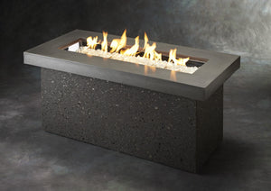 Outdoor GreatRoom Linear Key Largo Fire Pit Table Midnight Mist Top - The Outdoor Fireplace Store