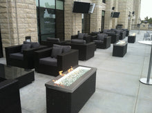 Load image into Gallery viewer, Outdoor GreatRoom Linear Key Largo Fire Pit Table Stainless Steel Top - The Outdoor Fireplace Store