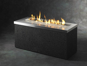 Outdoor GreatRoom Linear Key Largo Fire Pit Table Stainless Steel Top - The Outdoor Fireplace Store