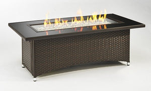 Outdoor GreatRoom Linear Montego Fire Pit Table Black Glass Top - The Outdoor Fireplace Store
