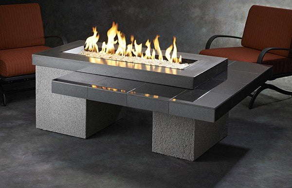 Outdoor GreatRoom Linear Uptown Fire Pit Table Black Granite UPT-1242 - The Outdoor Fireplace Store