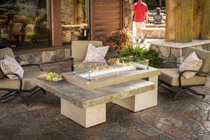 Outdoor GreatRoom Linear Uptown Fire Pit Table Brown Porcelain Tile - The Outdoor Fireplace Store