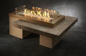 Outdoor GreatRoom Linear Uptown Fire Pit Table Brown Porcelain Tile - The Outdoor Fireplace Store