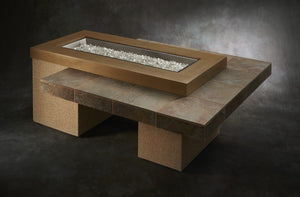 Outdoor GreatRoom Linear Uptown Fire Pit Table Brown Porcelain Tile - The Outdoor Fireplace Store