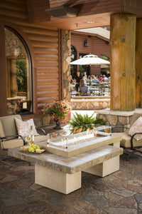 Outdoor GreatRoom Linear Uptown Fire Pit Table Brown Porcelain Tile - The Outdoor Fireplace Store